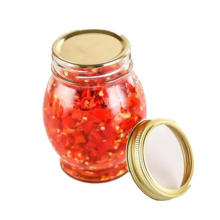 100ml-730glass Round Shape Pickles Storage Jar with Golden Metal Lids, Glass Container